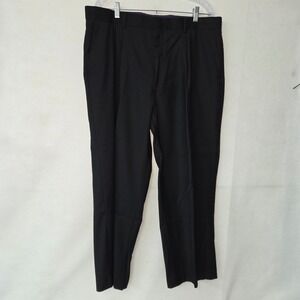 Vinci Mens Black Dress Pants Pleated Front 40x28 Poly Rayon Blend‎